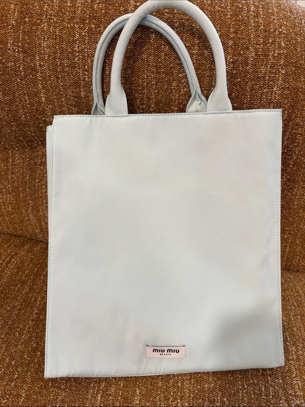 Miu Miu Pale Blue Leather Tote with Top Handles